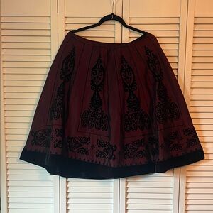 dressbarn Burgundy and Black A-Line Skirt